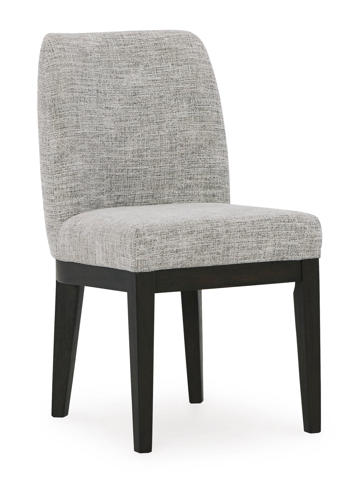 Beige/Dark Brown Dining Chairs, angle view; sold as a matching pair; tables, additional chairs and accessories excluded