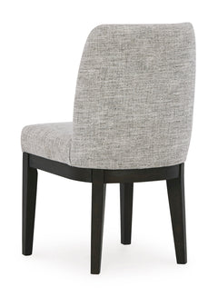Beige/Dark Brown Dining Chairs, back view; sold as a matching pair; tables, additional chairs and accessories excluded - 3