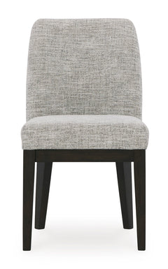 Beige/Dark Brown Dining Chairs, front view; sold as a matching pair; tables, additional chairs and accessories excluded - 4