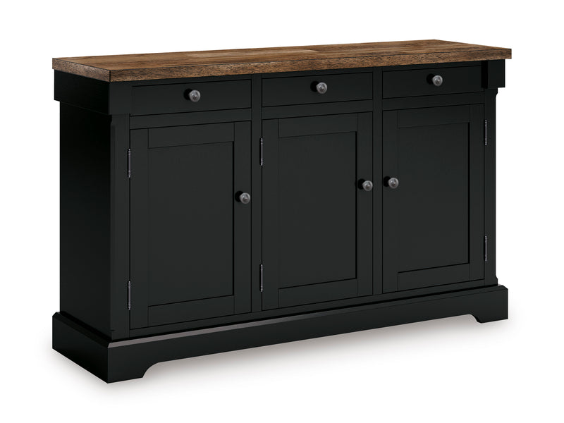 Black and Brown Dining Buffet with Three Felt-Lined Drawers