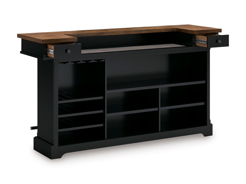Black and Brown Home Bar with Wine and Glass Storage