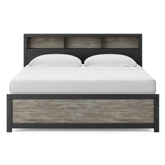 Black/Gray Bookcase Bed King, view 2; selected furniture only; mattress foundation bedding and accessories excluded - 11