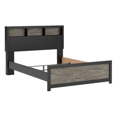 Black/Gray Bookcase Bed Queen, view 1; selected furniture only; mattress foundation bedding and accessories excluded - 28