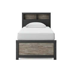 Black/Gray Bookcase Bed Twin, view 2; selected furniture only; mattress foundation bedding and accessories excluded - 38
