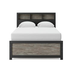 Black/Gray Bookcase Bed Full, view 2; selected furniture only; mattress foundation bedding and accessories excluded - 47