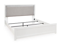 White / Upholstered LED Panel Bed / King, view 1; selected furniture only; mattress foundation bedding and accessories excluded - 27