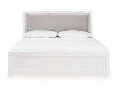 White / Upholstered LED Panel Bed / King, view 2; selected furniture only; mattress foundation bedding and accessories excluded - 28