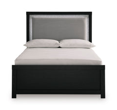 Black / Upholstered LED Panel Bed / Full, view 2; selected furniture only; mattress foundation bedding and accessories excluded - 4