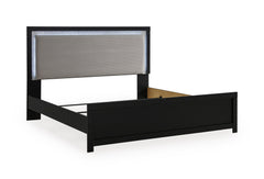 Black / Upholstered LED Panel Bed / King, view 1; selected furniture only; mattress foundation bedding and accessories excluded - 7