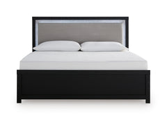 Black / Upholstered LED Panel Bed / King, view 2; selected furniture only; mattress foundation bedding and accessories excluded - 8
