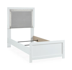 White / Upholstered LED Panel Bed / Twin, view 1; selected furniture only; mattress foundation bedding and accessories excluded - 9