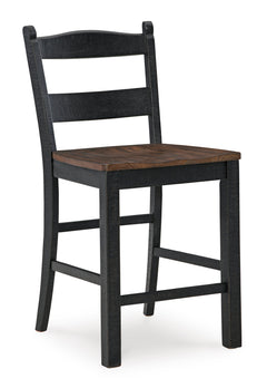 Black/Brown / Counter Height — Set of 2 Stools, angle view; matching pair included; additional furniture and accessories excluded - 1