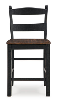 Black/Brown / Counter Height — Set of 2 Stools, front view; matching pair included; additional furniture and accessories excluded - 5