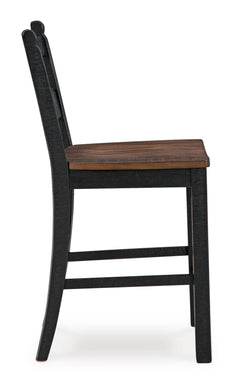 Black/Brown / Counter Height — Set of 2 Stools, side view; matching pair included; additional furniture and accessories excluded - 6