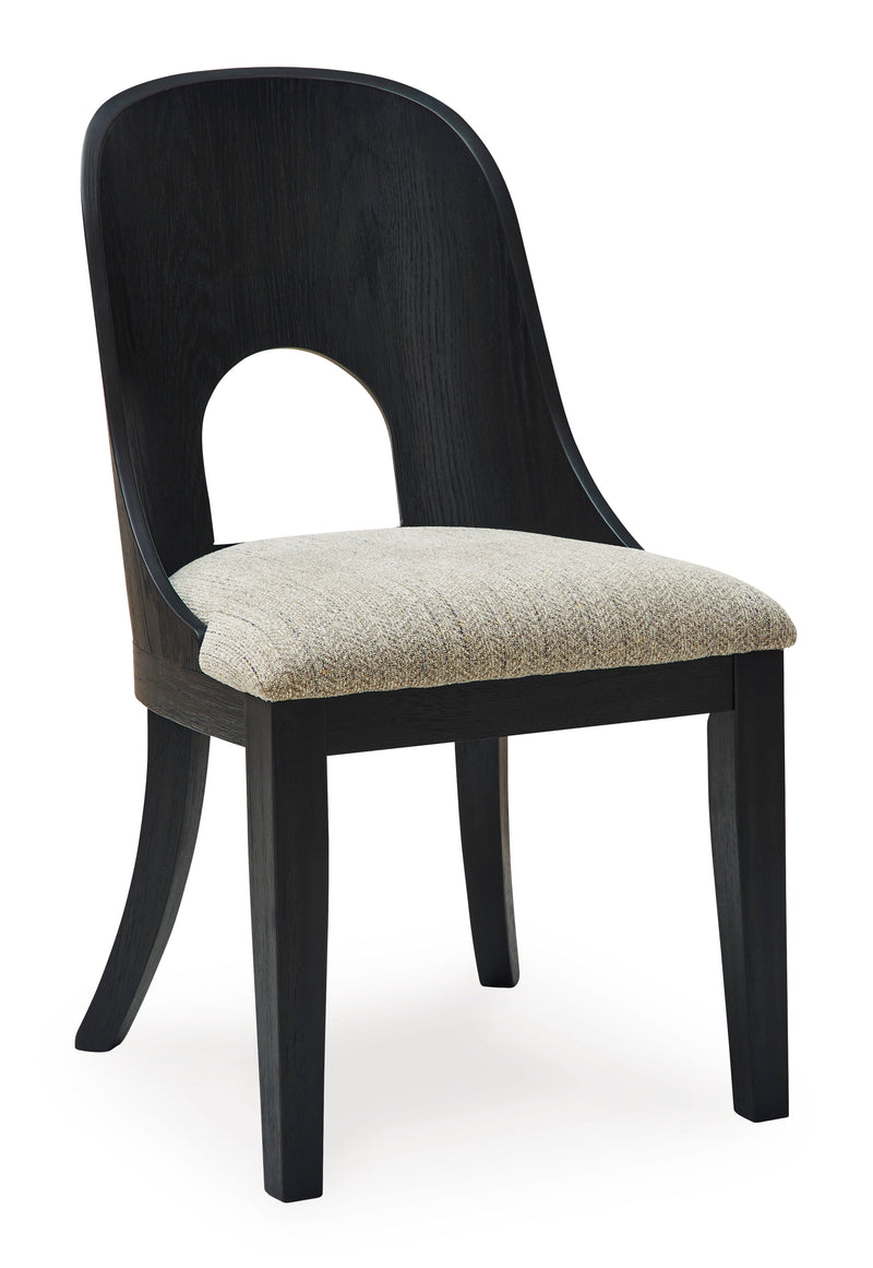 Black Curved-Back Dining Chairs with Upholstered Seats, Set of 2