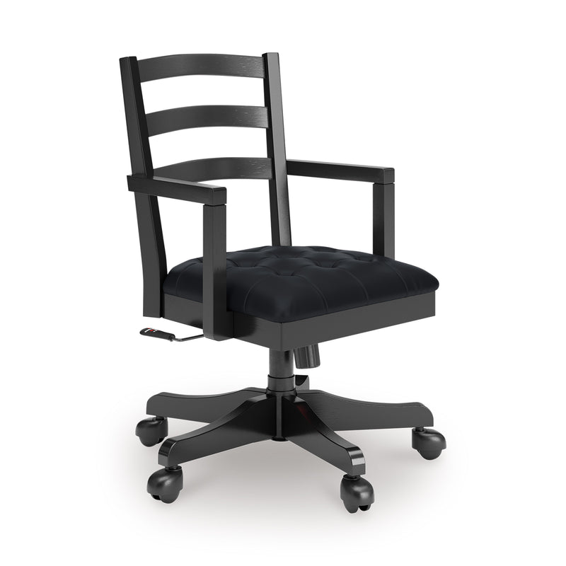 Black Farmhouse Swivel Desk Chair with Adjustable Height