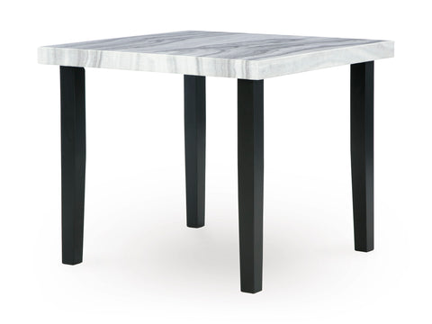 Black Faux Gray Marble Counter Table with Cushioned Stool Options