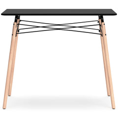Black and natural wood compact desk, front view - 5