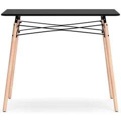 Black and natural wood compact desk, rear view - 6