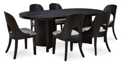 Black / Table + 6 Side Chairs, product view 1; included: 1 table; 6 matching chairs; all other furniture and accessories excluded - 24
