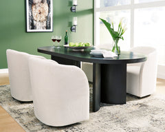 Black / Table + 4 Armchairs, product view 2; included: 1 table; 4 matching chairs; all other furniture and accessories excluded - 27
