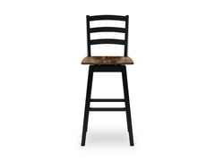 Brown/Black / Bar Height — Set of 2 Stools, front view; matching pair included; additional furniture and accessories excluded - 3