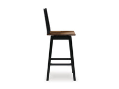 Brown/Black / Bar Height — Set of 2 Stools, side view; matching pair included; additional furniture and accessories excluded - 5