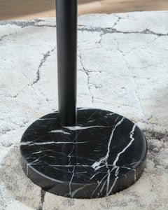Black Three-Light Arc Floor Lamp with Marble Base, marble base detail - 4