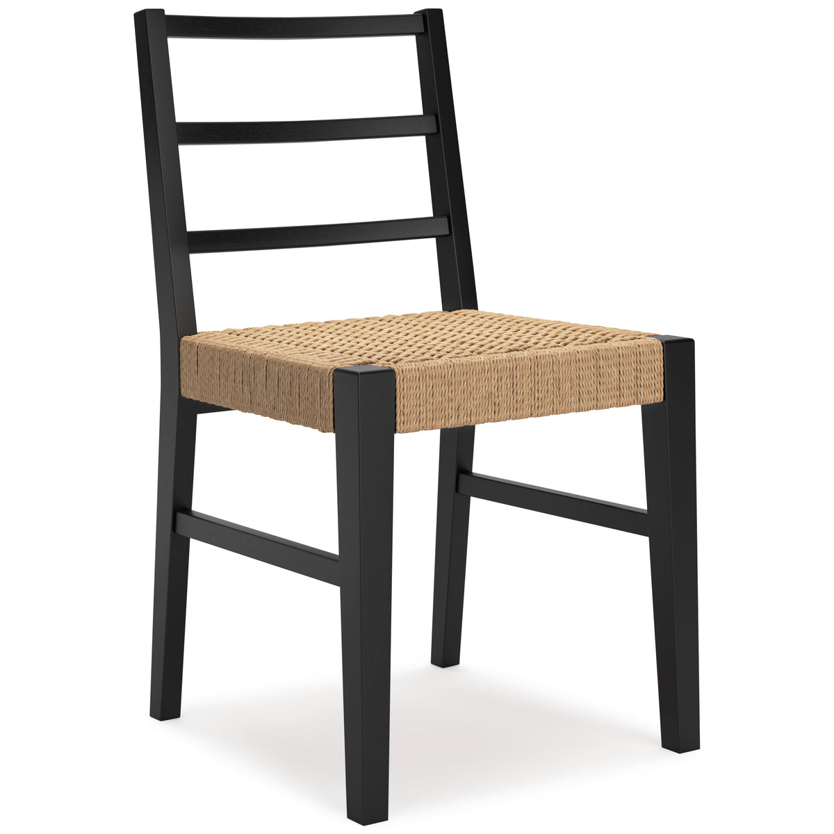 Light Brown/Black Dining Chairs, angle view; sold as a matching pair; tables, additional chairs and accessories excluded