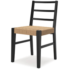 Light Brown/Black Dining Chairs, alternate angle view; sold as a matching pair; tables, additional chairs and accessories excluded - 2