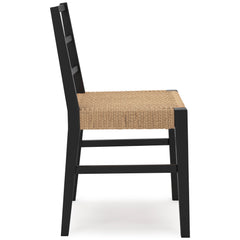 Light Brown/Black Dining Chairs, side view; sold as a matching pair; tables, additional chairs and accessories excluded - 6