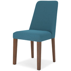 blue and brown upholstered dining chairs, single chair alternate angle - 18