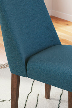 blue and brown upholstered dining chairs, upholstery detail - 21