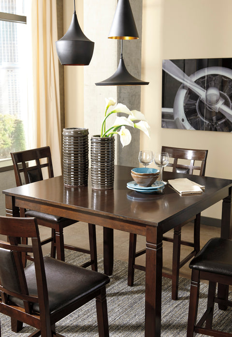 Brown 5-Piece Counter Dining Set with Faux Leather Seating