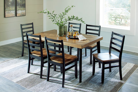 Brown and Black Chevron Dining Set with Six Chairs