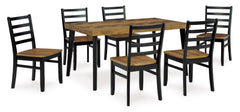 Brown/Black / 7-Piece Dining Set: Table + 6 Chairs, product view 2; includes 1 table, 6 chairs; decorative accessories and other furniture excluded - 2