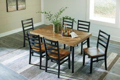Brown/Black / 7-Piece Dining Set: Table + 6 Chairs, product view 4; includes 1 table, 6 chairs; decorative accessories and other furniture excluded - 4