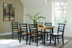 Brown/Black / 7-Piece Dining Set: Table + 6 Chairs, product view 9; includes 1 table, 6 chairs; decorative accessories and other furniture excluded - 9