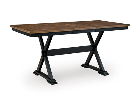 Brown and Black Counter Dining Table with Butterfly Extension and Seating Options