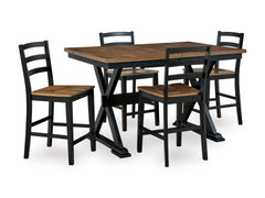 Brown/Black / Table + 4 Fixed Counter Stools, product view 1; includes 1 table; 4 fixed counter stools; other furniture and accessories excluded - 14