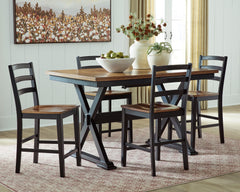 Brown/Black / Table + 4 Fixed Counter Stools, product view 2; includes 1 table; 4 fixed counter stools; other furniture and accessories excluded - 15