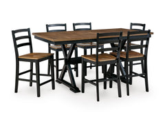 Brown/Black / Table + 6 Fixed Counter Stools, product view 1; includes 1 table; 6 fixed counter stools; other furniture and accessories excluded - 16