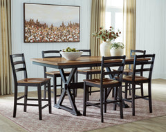 Brown/Black / Table + 6 Fixed Counter Stools, product view 2; includes 1 table; 6 fixed counter stools; other furniture and accessories excluded - 17