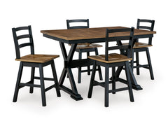 Brown/Black / Table + 4 Swivel Counter Stools, product view 1; includes 1 table; 4 swivel counter stools; other furniture and accessories excluded - 42