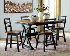 Brown/Black / Table + 4 Swivel Counter Stools, product view 2; includes 1 table; 4 swivel counter stools; other furniture and accessories excluded - 43