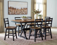 Brown/Black / Table + 6 Swivel Counter Stools, product view 2; includes 1 table; 6 swivel counter stools; other furniture and accessories excluded - 45
