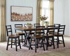 Brown/Black / Table + 8 Swivel Counter Stools, product view 2; includes 1 table; 8 swivel counter stools; other furniture and accessories excluded - 47