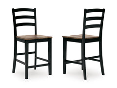 Brown/Black / Set of 2 Fixed Counter Stools, product view 1; includes 2 fixed counter stools; other furniture and accessories excluded - 7