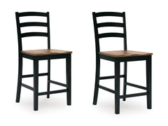 Brown/Black / Set of 2 Fixed Counter Stools, product view 2; includes 2 fixed counter stools; other furniture and accessories excluded - 8