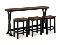 Brown/Black / 4-Piece Counter Dining Set: Table + 3 Stools, product view 2; includes 1 table, 3 stools; decorative accessories and other furniture excluded - 2